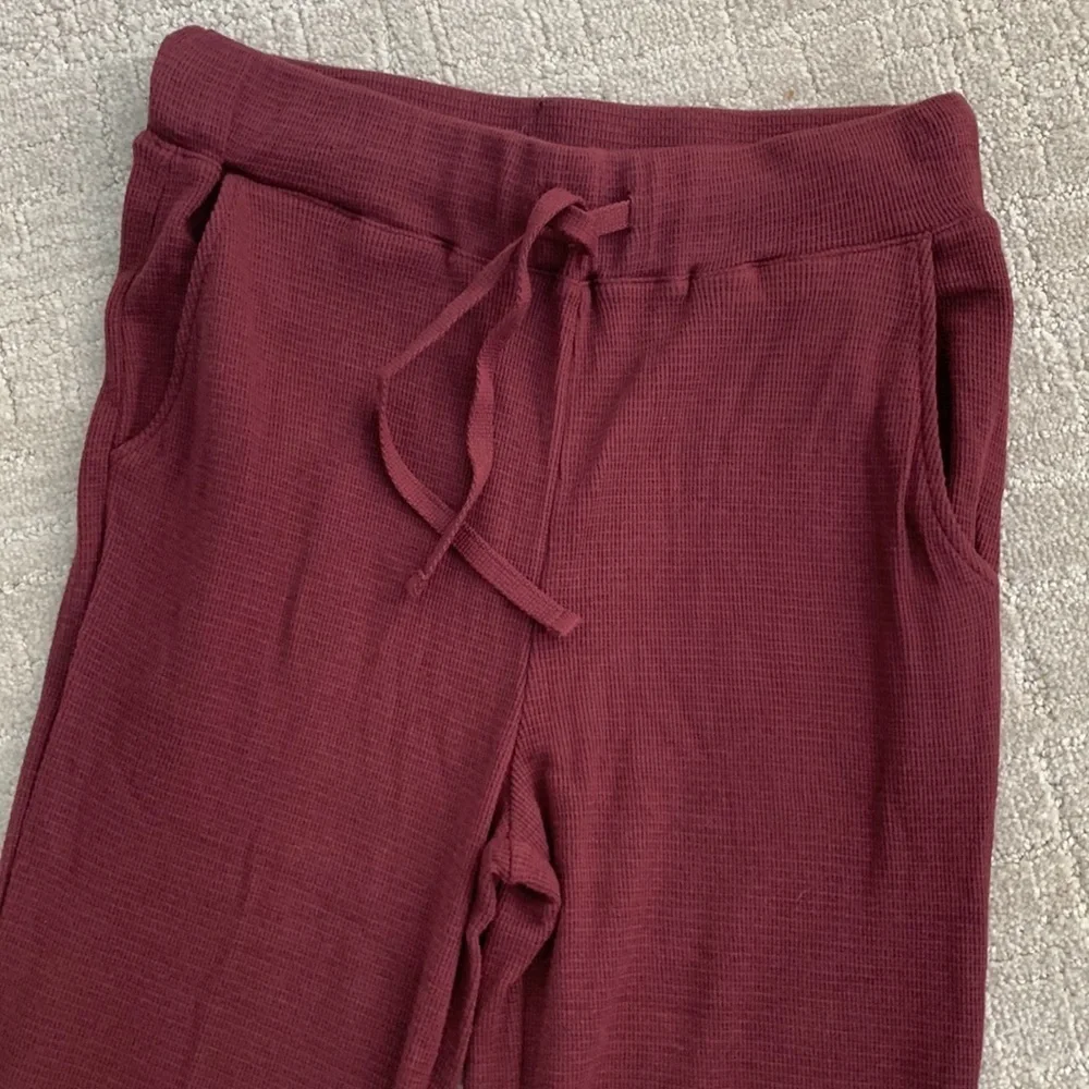 New Monrow Waffle Knit Casual Straight Leg Lounge Jogger Pants Women Small